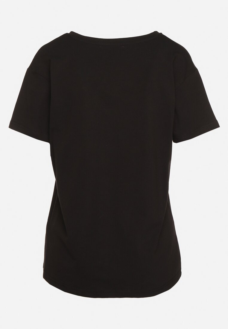 Czarny T-shirt Bawełniany o Klasycznym Fasonie Iridessae