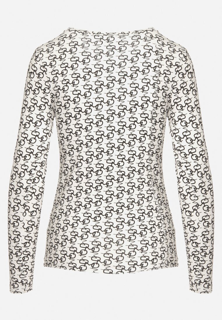 Biało-Czarna Bawełniana Bluzka Typu Longsleeve z Bawełny w Abstrakcyjny Wzór Heslora