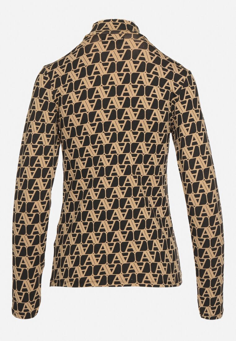 Czarna Bluzka Golf z Bawełny o Kroju Longsleeve w Ozdobne Litery Stelinora