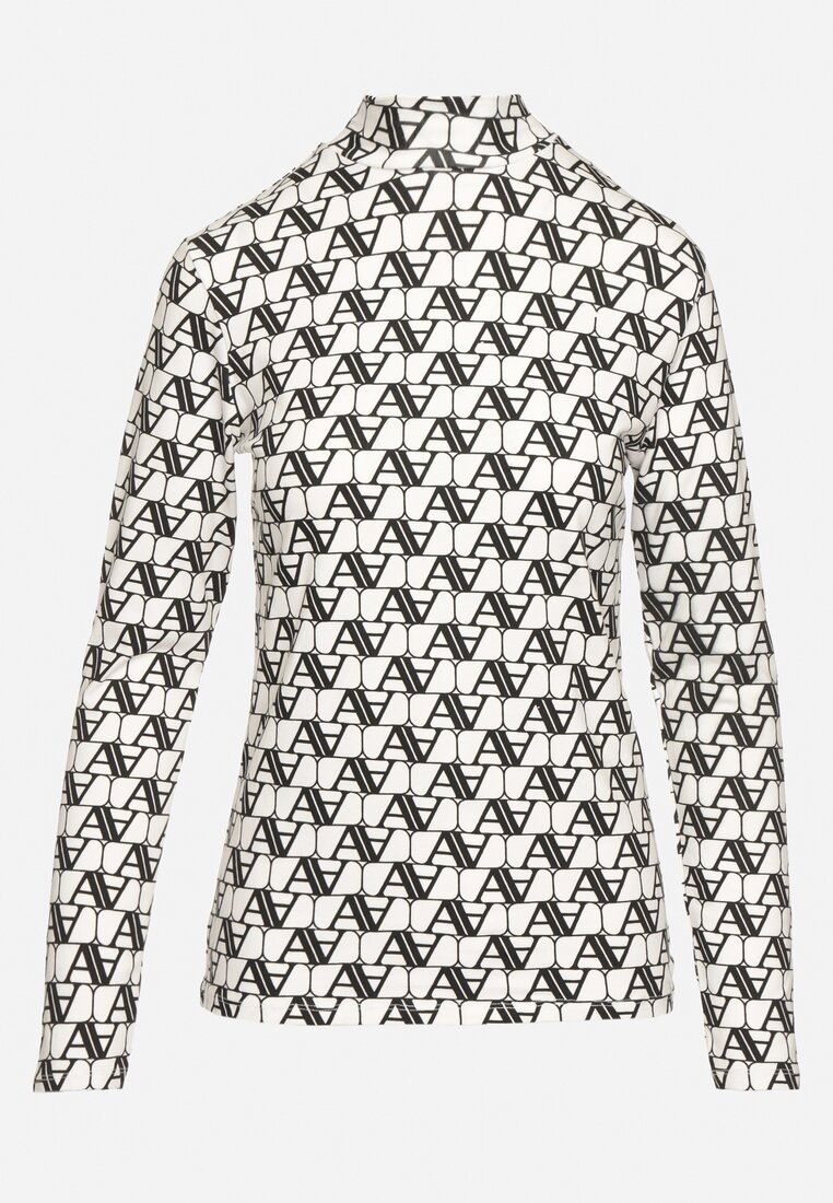 Biała Bluzka Golf z Bawełny o Kroju Longsleeve w Ozdobne Litery Stelinora