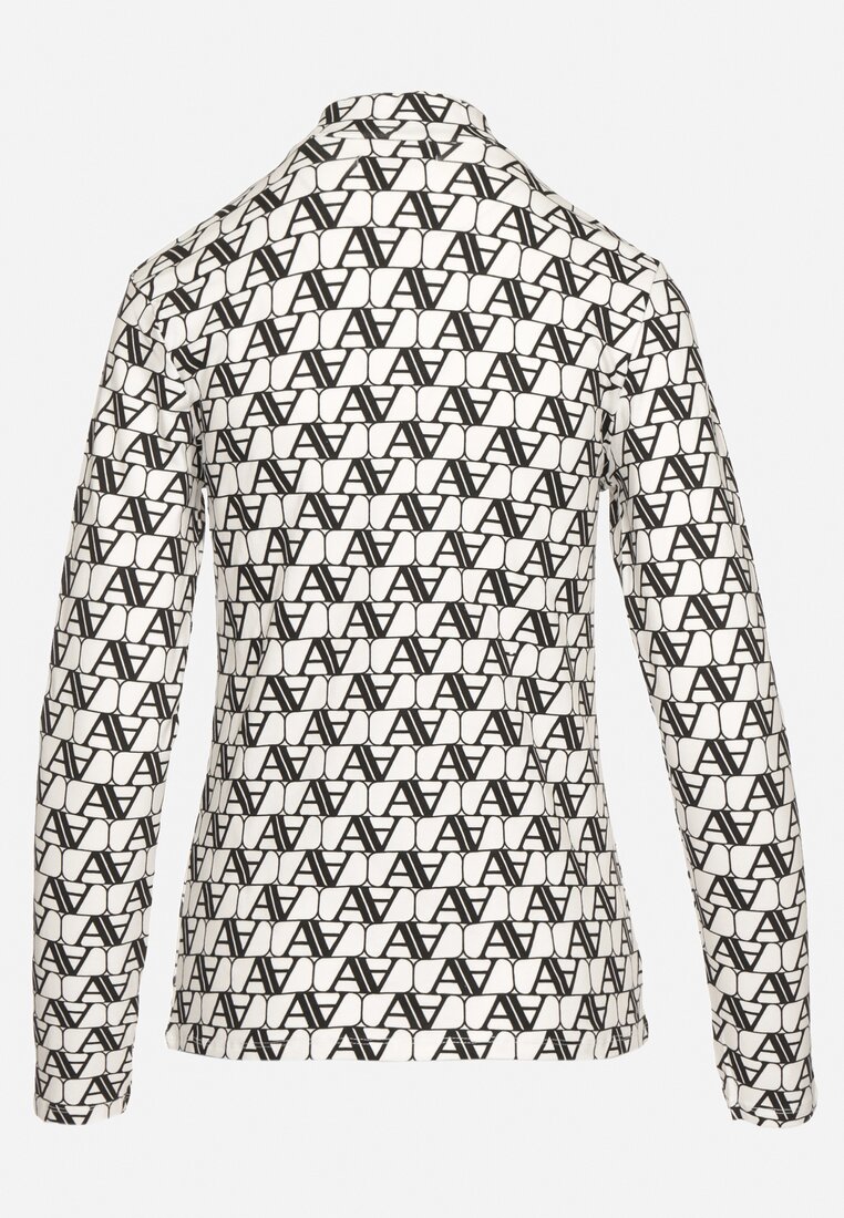 Biała Bluzka Golf z Bawełny o Kroju Longsleeve w Ozdobne Litery Stelinora