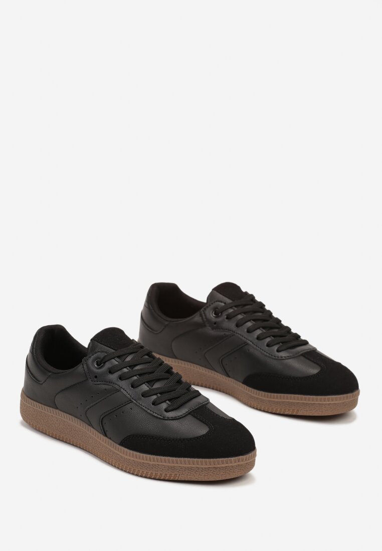Czarne Sznurowane Buty Sportowe z Przeszyciami Meriannde