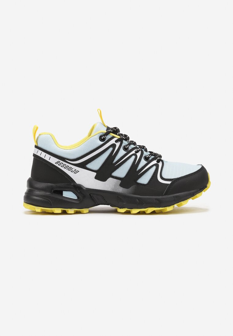 Czarno-Żółte Płaskie Sznurowane Buty Sportowe Sneakersy z Ozdobnymi Wstawkami Tinamar
