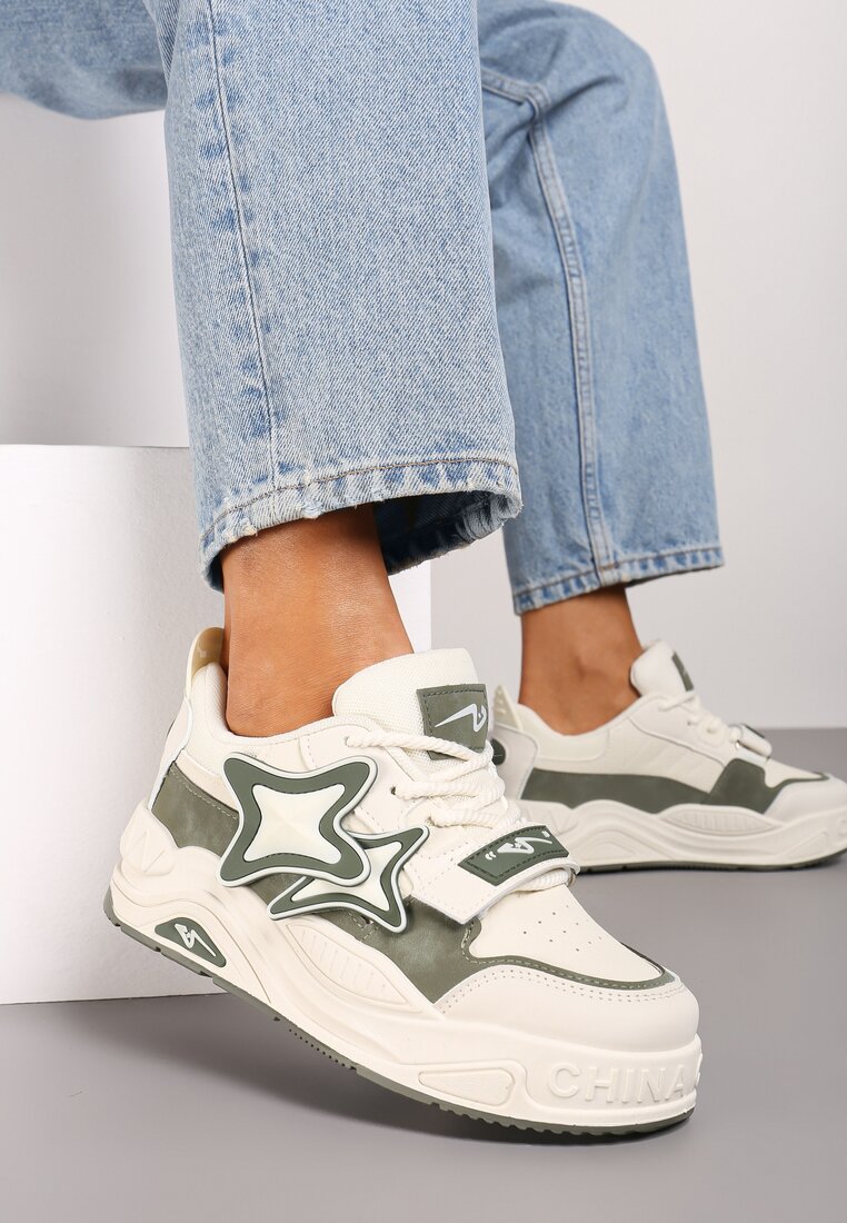 Sneakers Bej cu verde