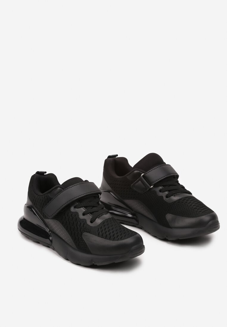 Czarne Płaskie Buty Sportowe Sneakersy z Transparentną Wstawką Bianele