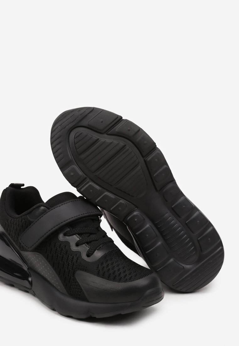 Czarne Płaskie Buty Sportowe Sneakersy z Transparentną Wstawką Bianele