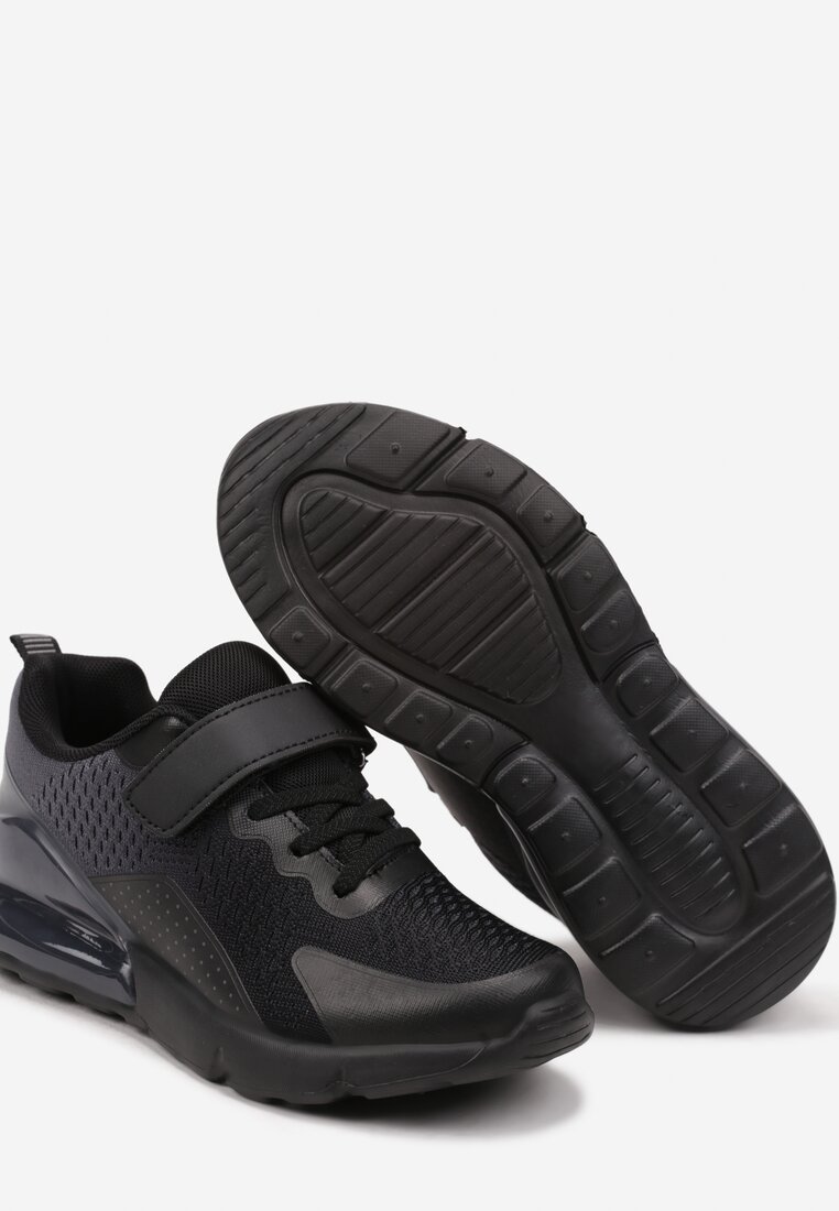 Czarno-Szare Płaskie Buty Sportowe Sneakersy z Transparentną Wstawką Bianele