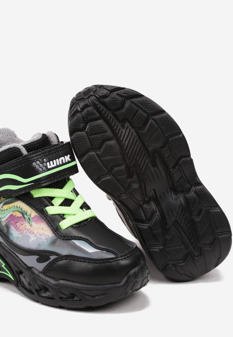 Czarne Buty Sportowe ze Świecącą Podeszwą i Zapięciem na Rzep Ericias