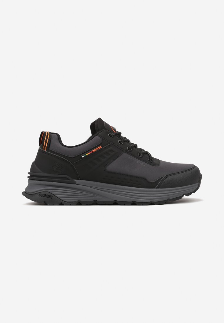 Ciemnoszare Płaskie Buty Sportowe Sneakersy ze Sznurowaniem i Napisem Terelena