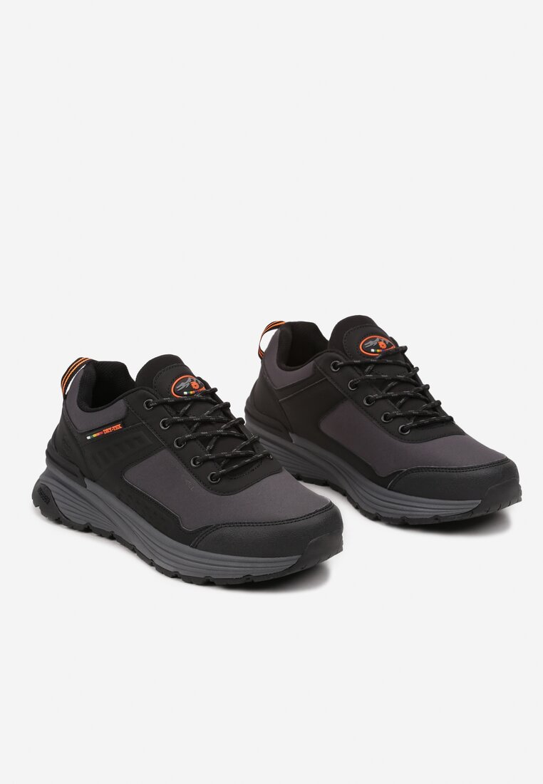 Ciemnoszare Płaskie Buty Sportowe Sneakersy ze Sznurowaniem i Napisem Terelena