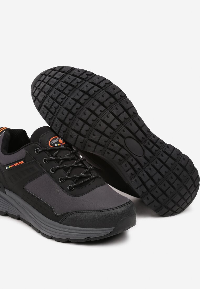 Ciemnoszare Płaskie Buty Sportowe Sneakersy ze Sznurowaniem i Napisem Terelena
