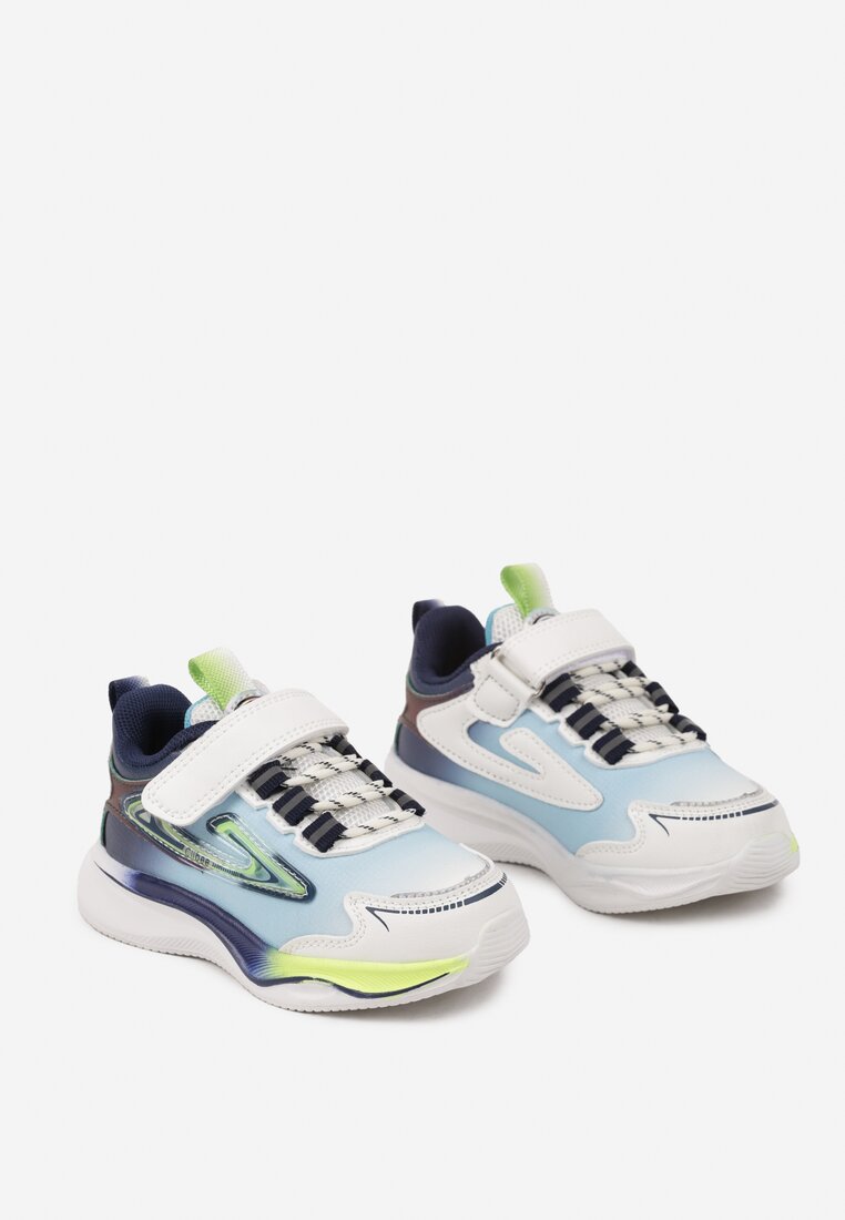 Biało-Niebieskie Buty Sportowe Sneakersy na Grubszej Podeszwie na Rzep Erislo