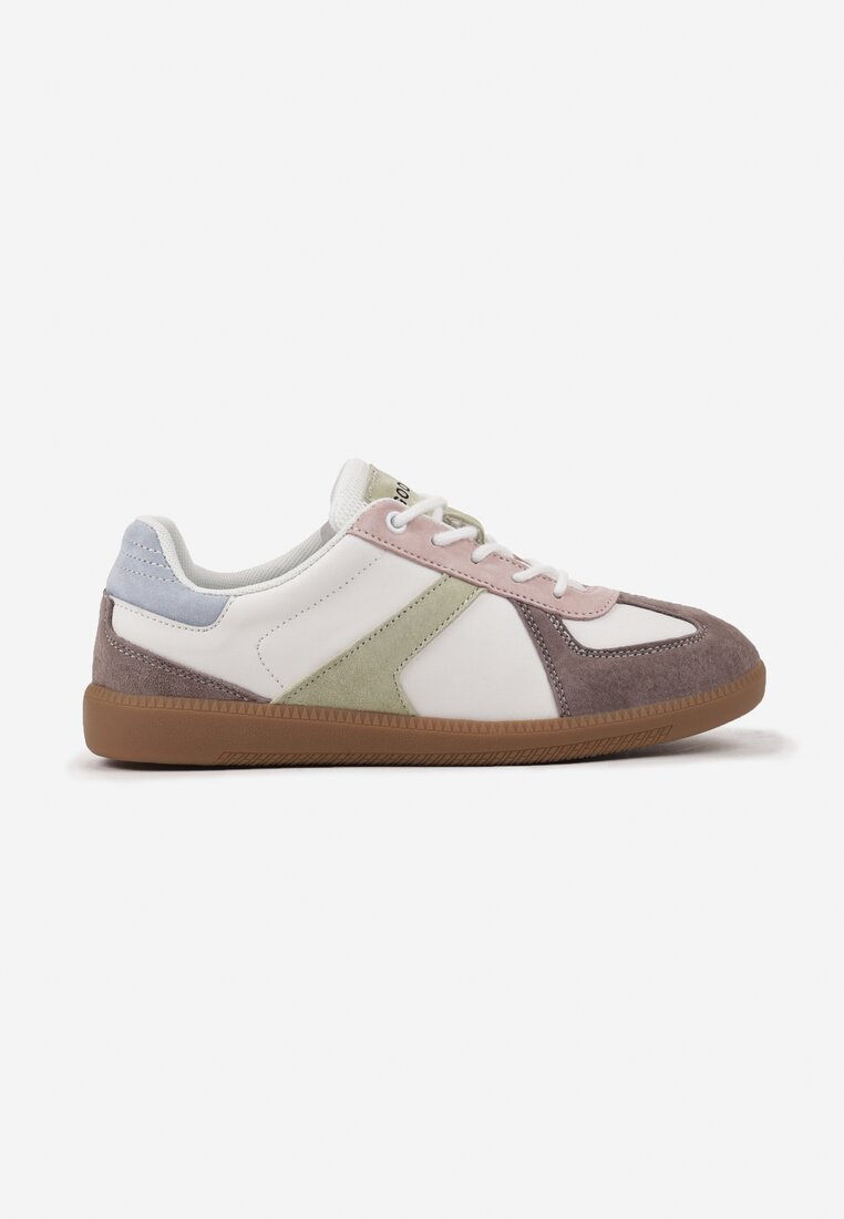 Brązowe Płaskie Skórzane Sneakersy Ozdobione Przeszyciami Verietta