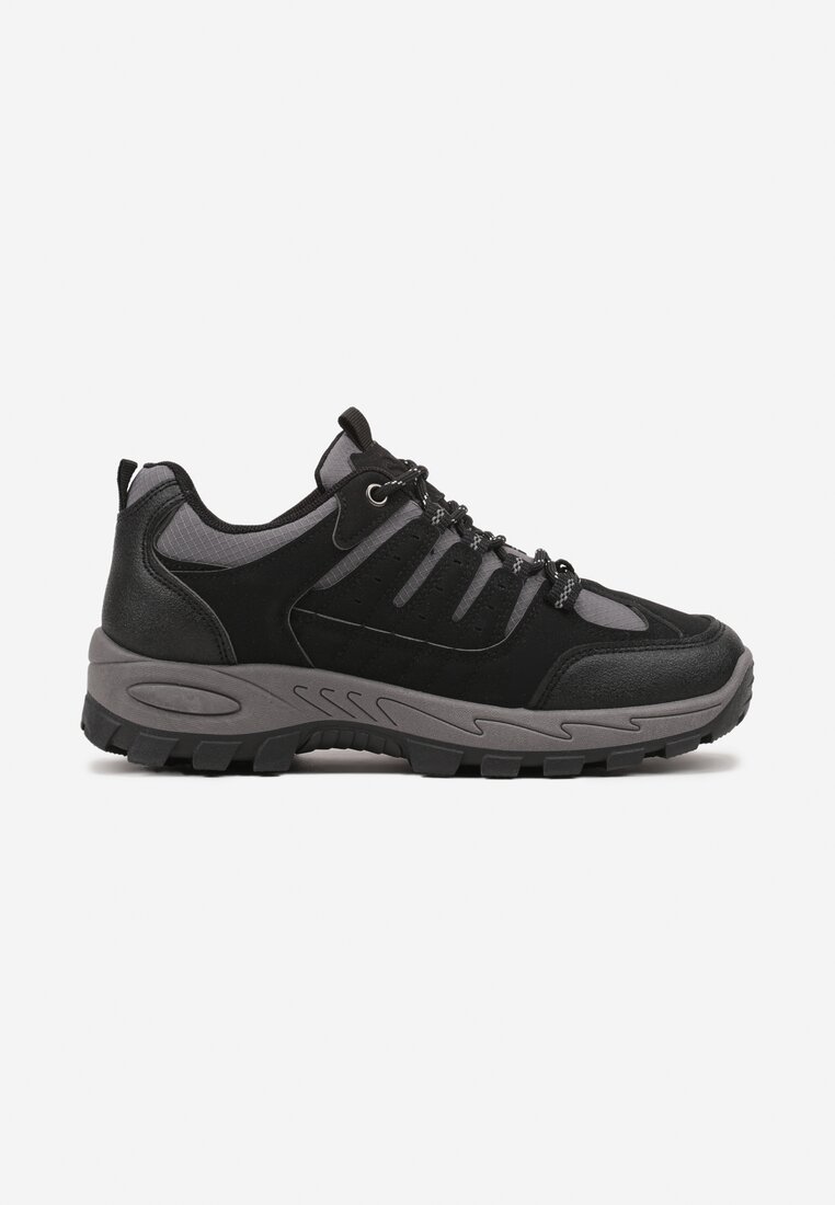 Czarno-Szare Sznurowane Buty Sportowe w Stylu Traperków Nairiana
