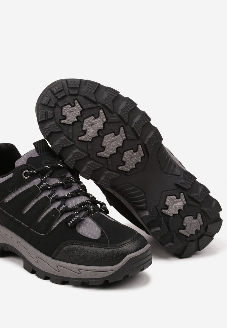 Czarno-Szare Sznurowane Buty Sportowe w Stylu Traperków Nairiana