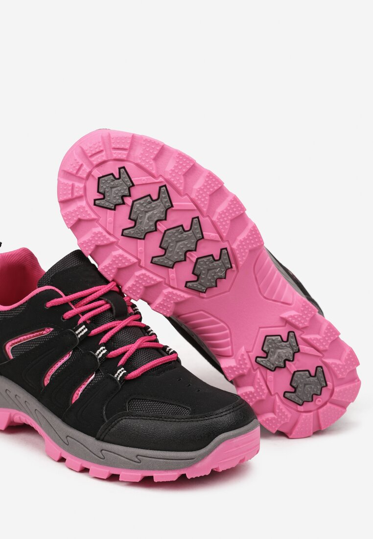 Czarne Sznurowane Buty Sportowe Sneakersy Trekkingowe z Paskami Cleirae