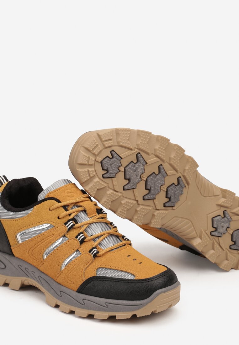Brązowe Sznurowane Buty Sportowe Sneakersy Trekkingowe z Paskami Cleirae