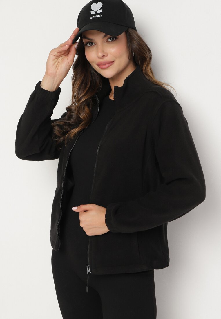 Czarna Rozpinana Bluza ze Ściągaczami Laorin