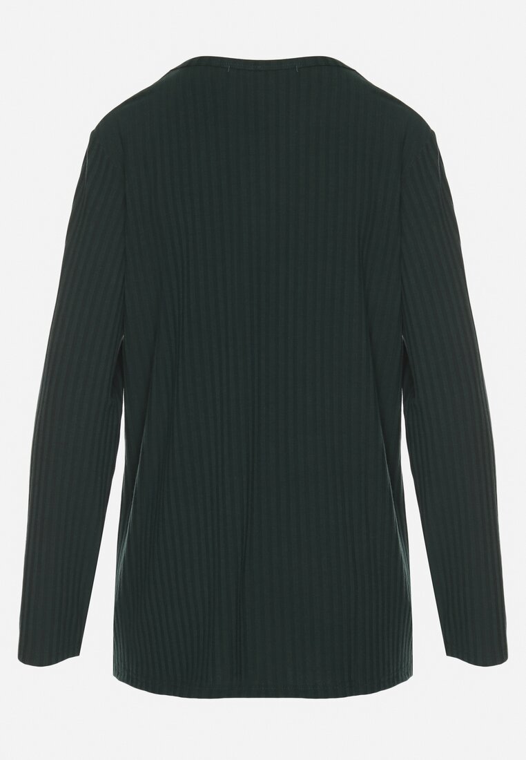 Ciemnozielona Prążkowana Bluzka Longsleeve Gigiora