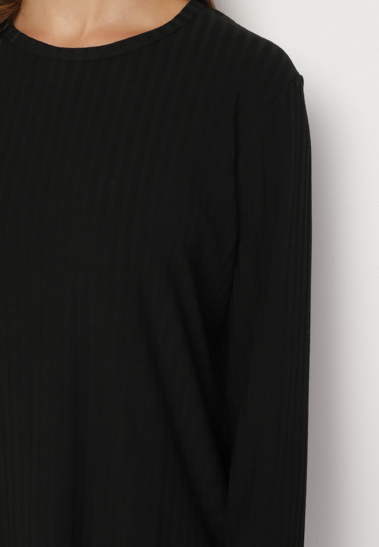 Czarna Prążkowana Bluzka Longsleeve Gigiora