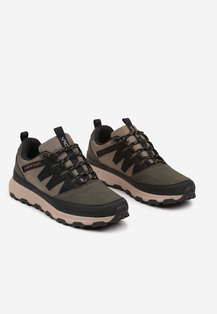 Zielone Buty Sportowe Sneakersy z Geometrycznymi Przeszyciami Belimara