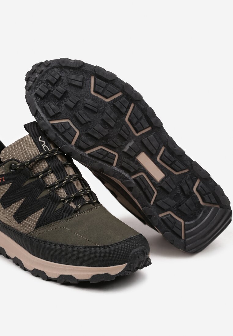 Zielone Buty Sportowe Sneakersy z Geometrycznymi Przeszyciami Belimara