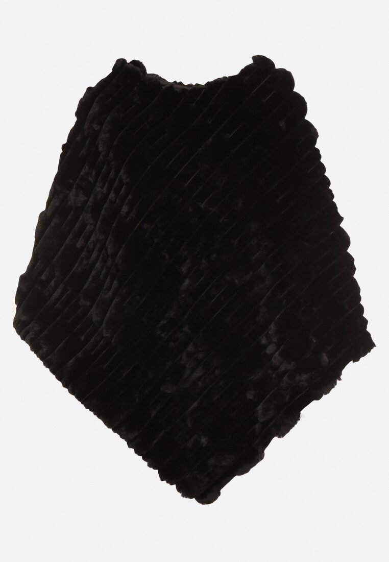 Czarne Ponczo Ozdobione Tłoczeniem Dairis