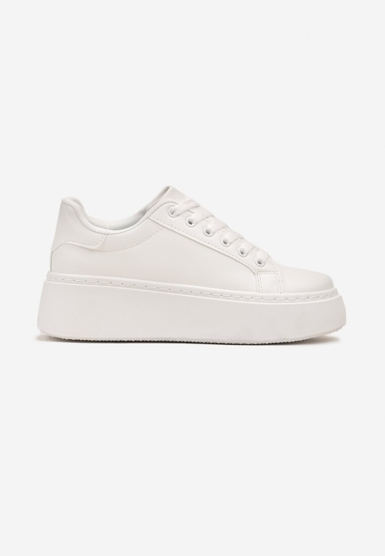 Białe Casualowe Sneakersy na Platformie Lirelda