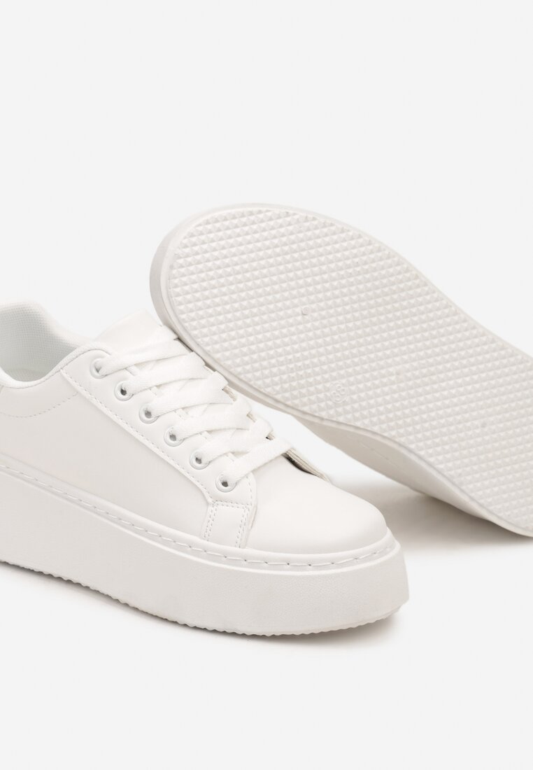 Białe Casualowe Sneakersy na Platformie Lirelda