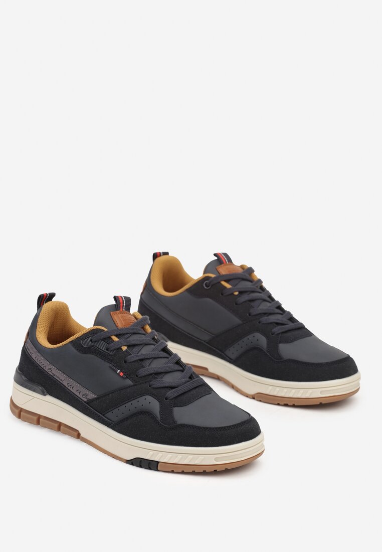 Granatowe Klasyczne Buty Sportowe Sneakersy na Płaskiej Podeszwie Railin