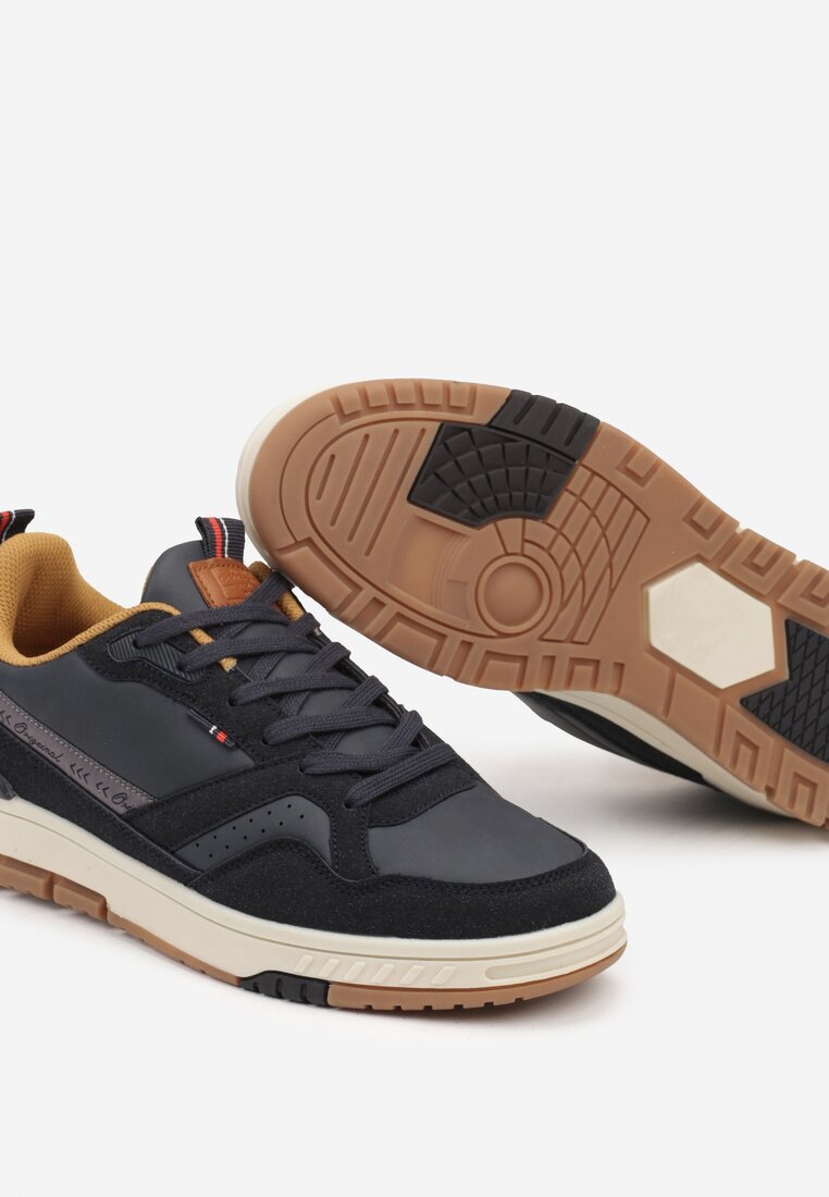 Granatowe Klasyczne Buty Sportowe Sneakersy na Płaskiej Podeszwie Railin