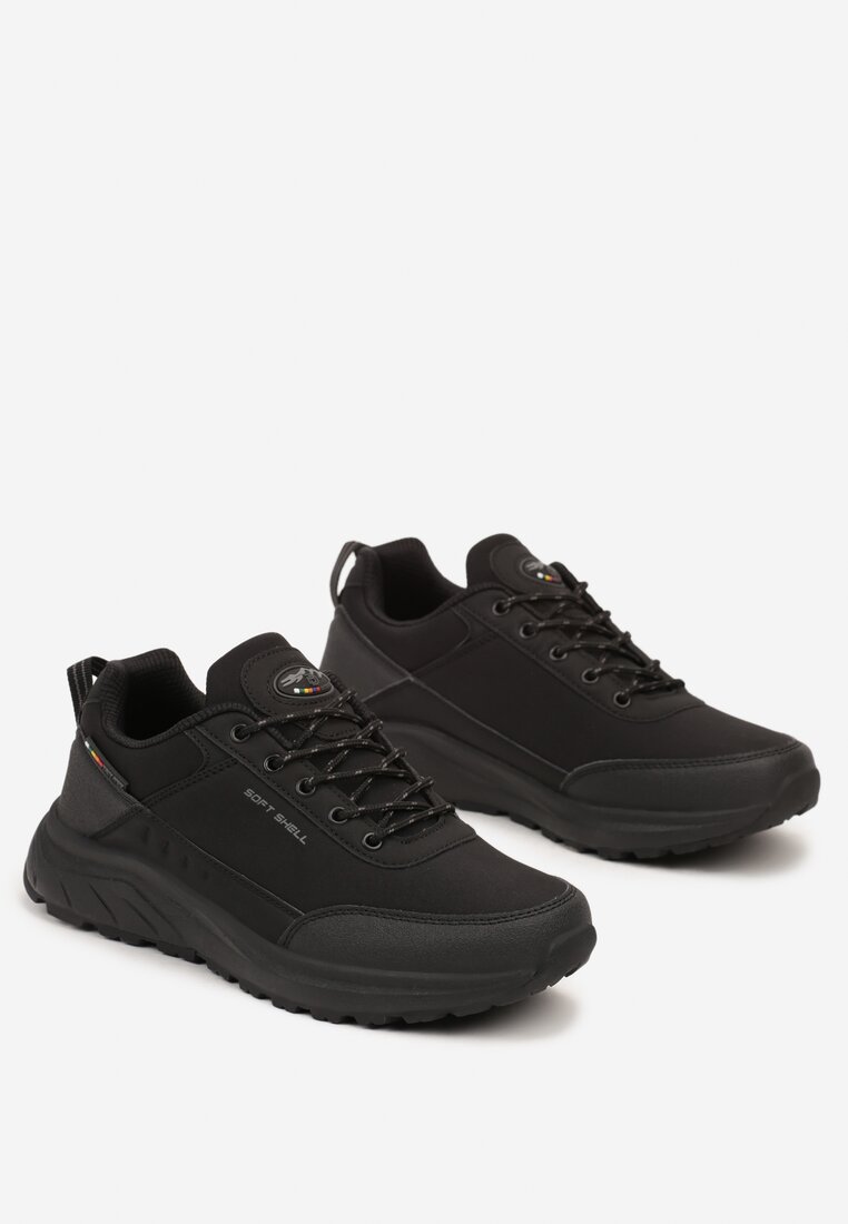 Czarne Buty Sportowe w Typie Trekkingowych Sznurowane  Taivonna