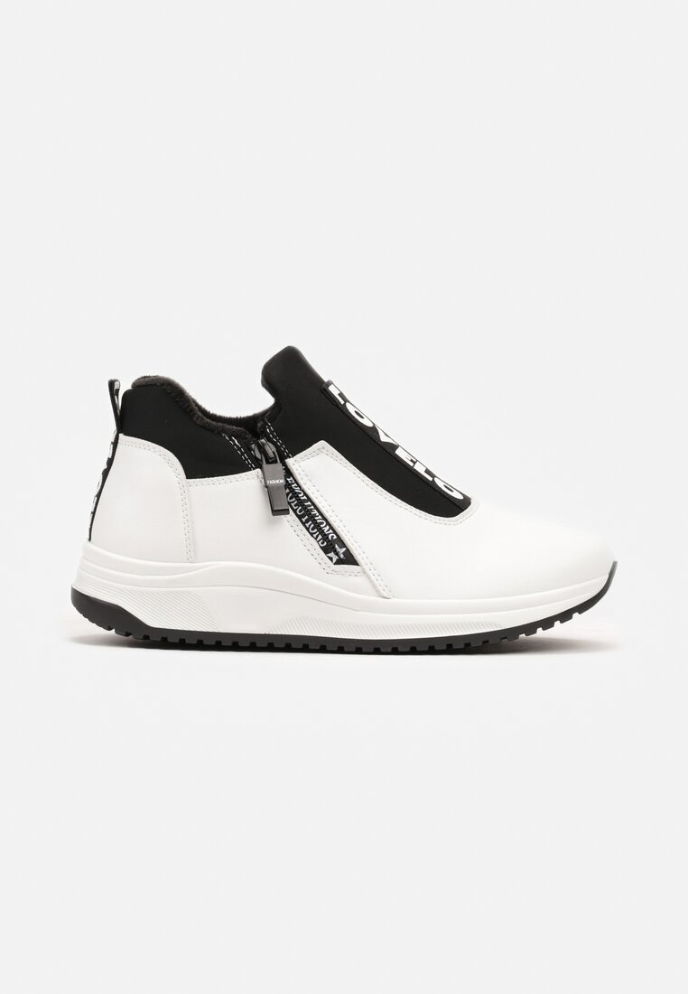 Białe Płaskie Sneakersy z Ozdobnym Napisem Nerelisa