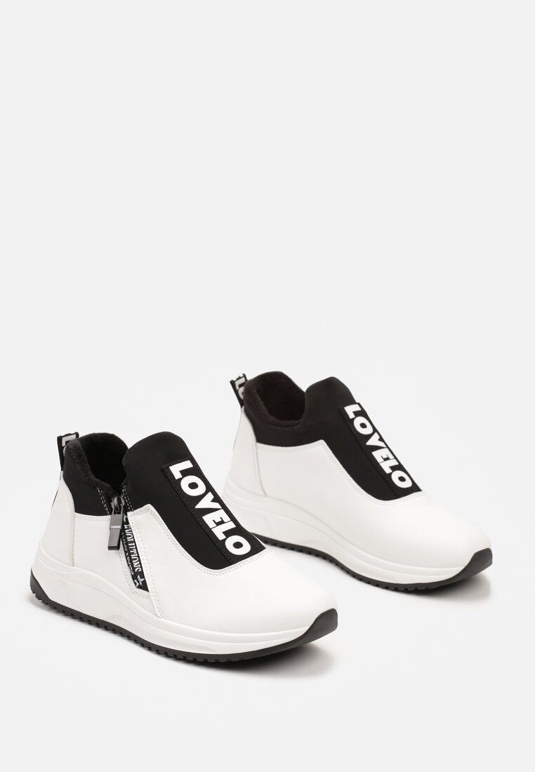 Białe Płaskie Sneakersy z Ozdobnym Napisem Nerelisa