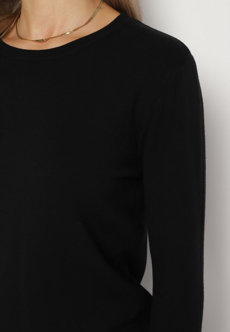 Czarny Casualowy Sweter o Klasycznym Kroju z Wełną i Kaszmirem Dailithra