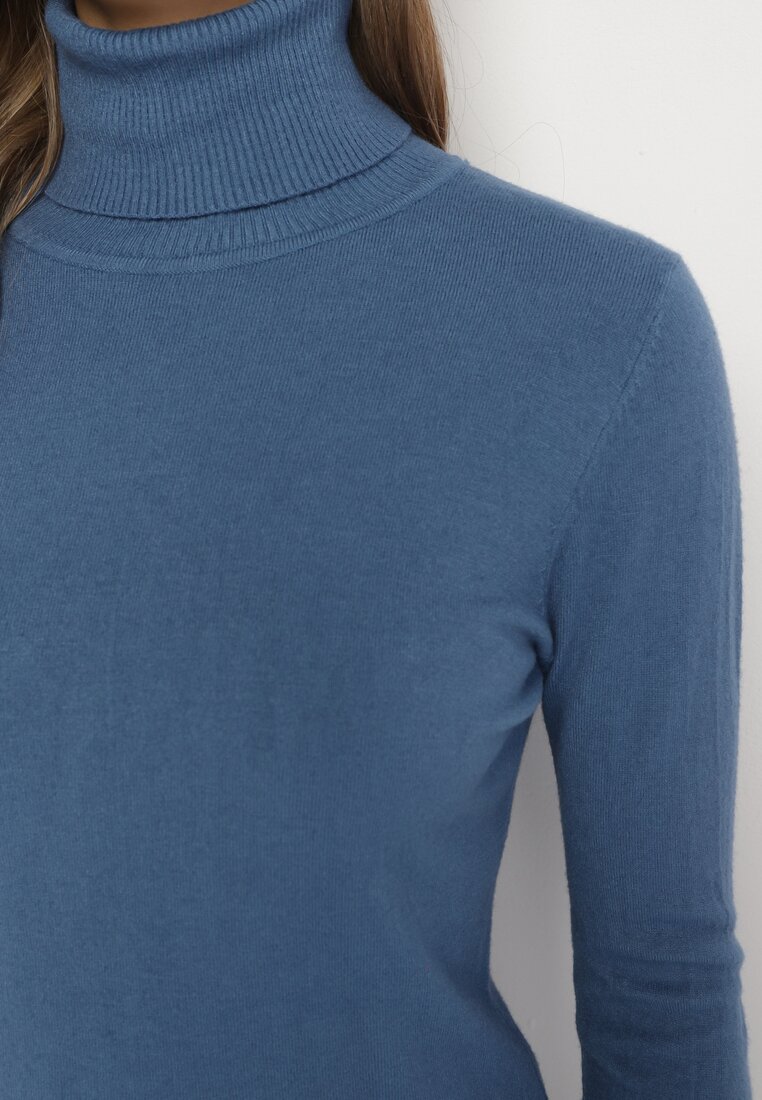 Niebieski Golf Sweter z Wiskozą i Kaszmirem Zailaya