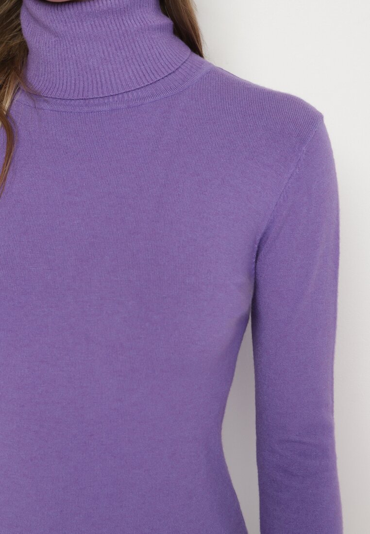 Fioletowy Golf Sweter z Wiskozą i Kaszmirem Zailaya