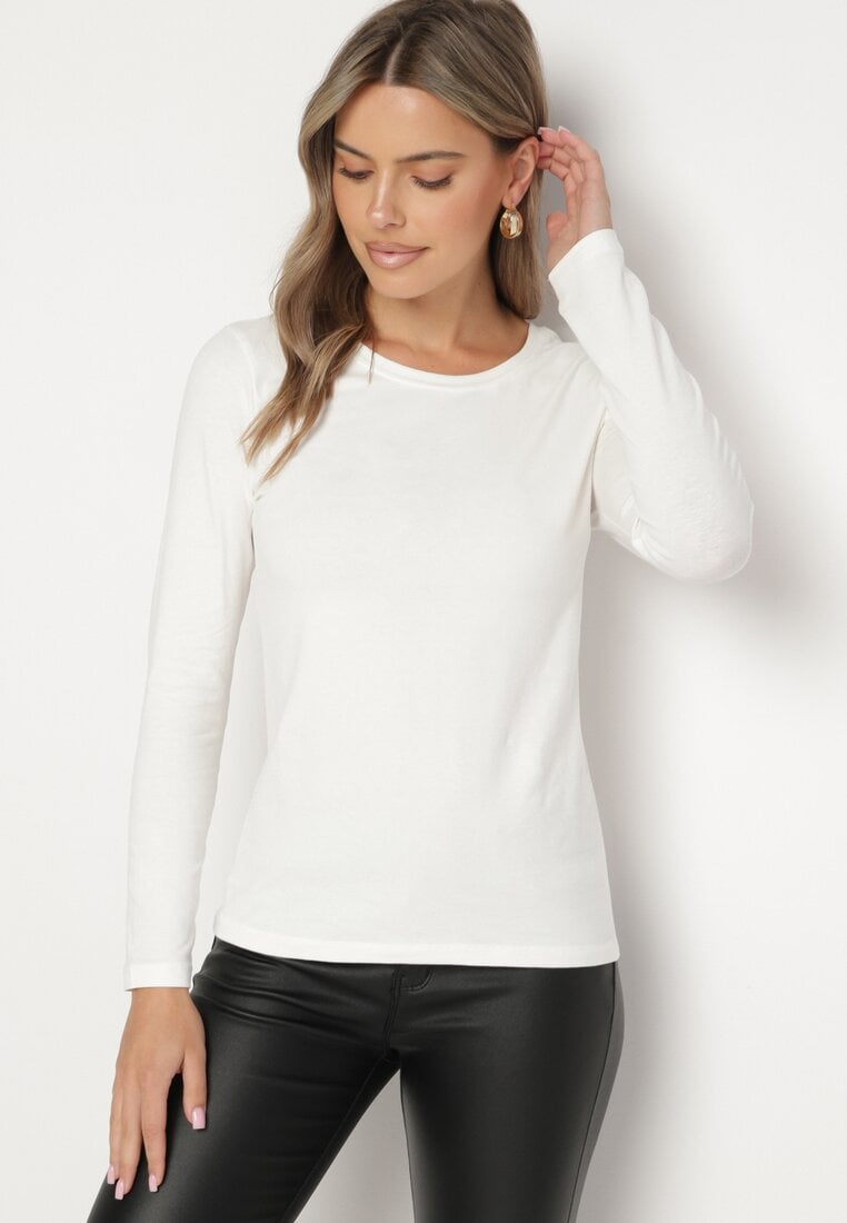 Biała Bawełniana Bluzka Longsleeve Tailene