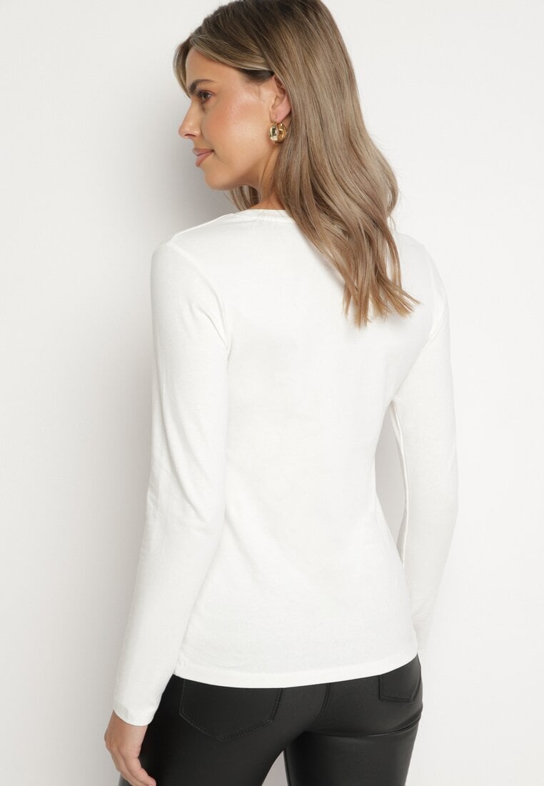 Biała Bawełniana Bluzka Longsleeve Tailene