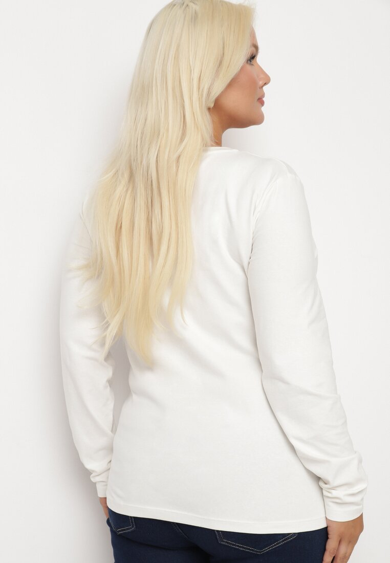 Biała Klasyczna Bluzka Bawełniana Longsleeve Reriella