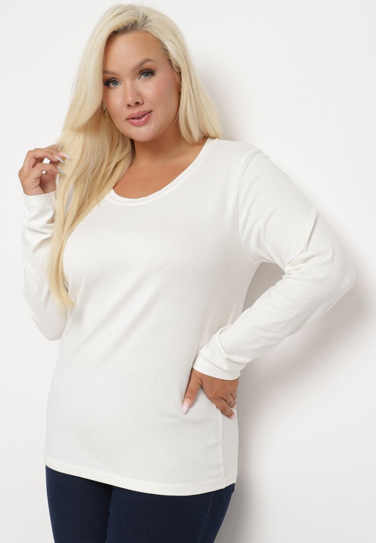 Biała Klasyczna Bluzka Bawełniana Longsleeve Reriella