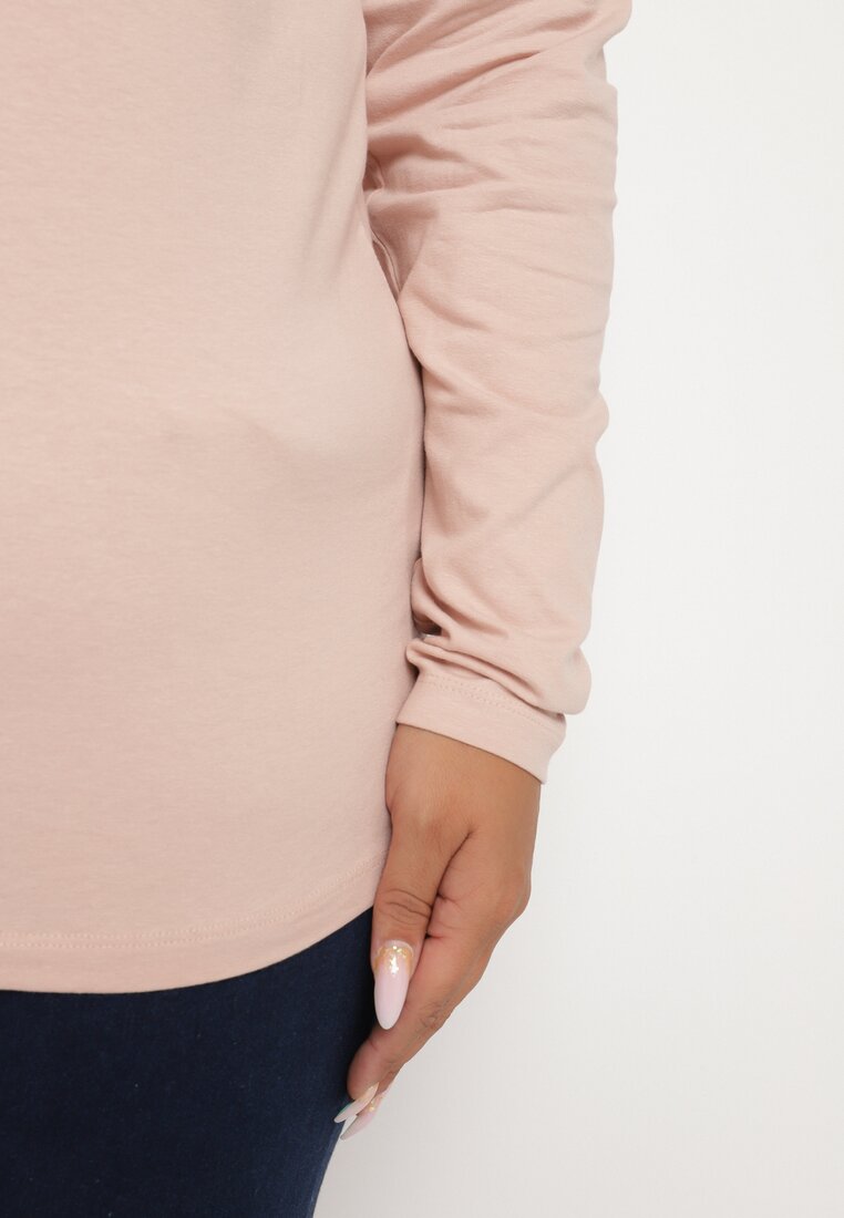 Różowa Bluzka Lonsleeve z Bawełny Niritha