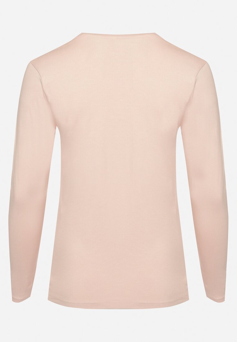 Różowa Bluzka Lonsleeve z Bawełny Niritha