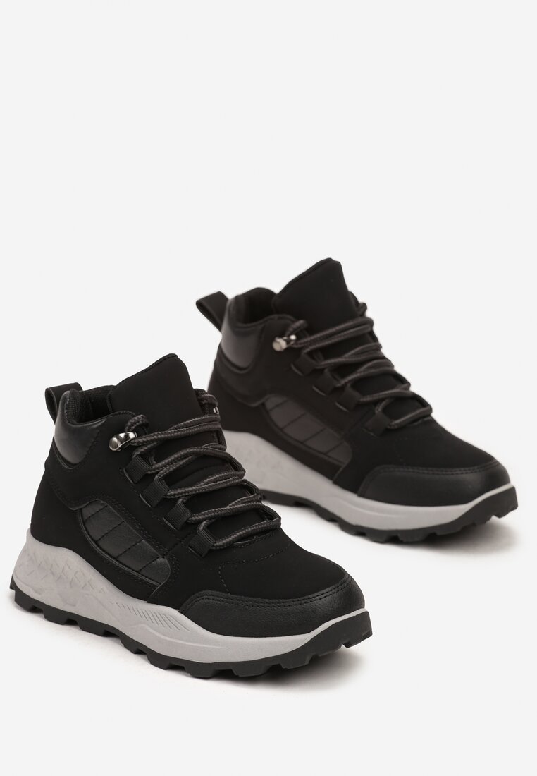 Czarne Botki Typu Sneakersy na Grubej Podeszwie Isalore