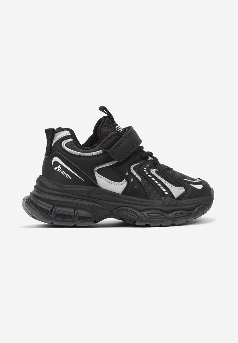 Czarne Buty Sportowe Sneakersy na Grubej Podeszwie z Gumkami na Rzep Rosavetta