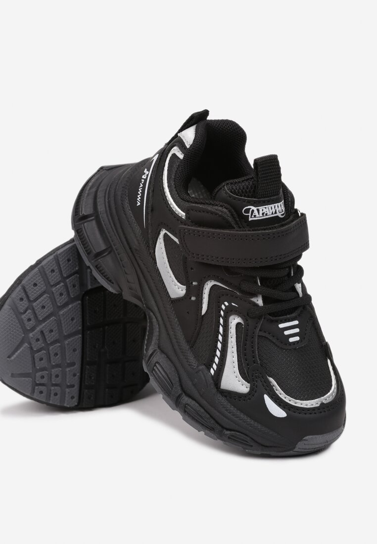 Czarne Buty Sportowe Sneakersy na Grubej Podeszwie z Gumkami na Rzep Rosavetta