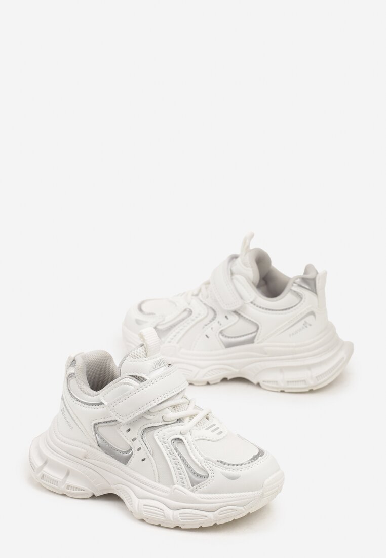 Białe Buty Sportowe Sneakersy na Grubej Podeszwie z Gumkami na Rzep Rosavetta