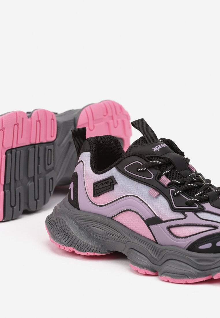 Fuksjowe Buty Sportowe Sneakersy na Grubej Piankowej Podeszwie Alionora