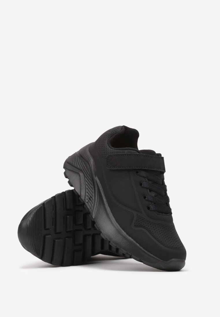 Czarne Buty Sportowe Sneakersy na Grubej Podeszwie Elorain