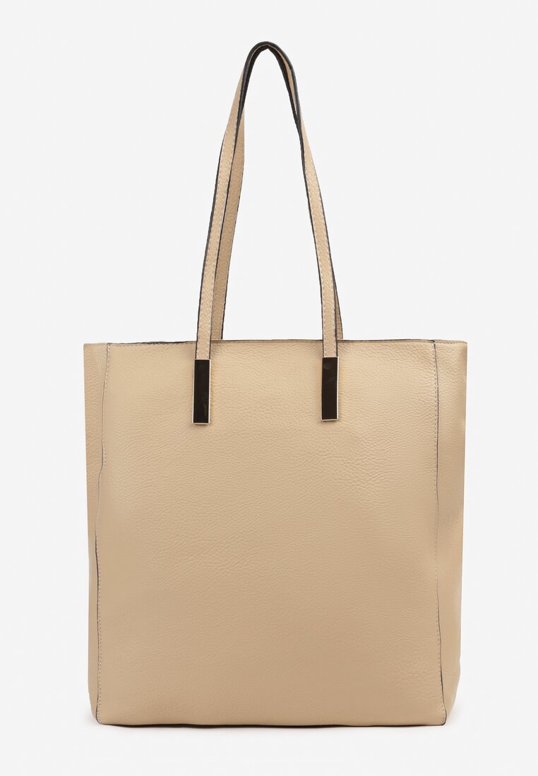 Beżowa Dwukomorowa Torebka Typu Shopper z Dodatkowymi Kieszonkami Jalabina